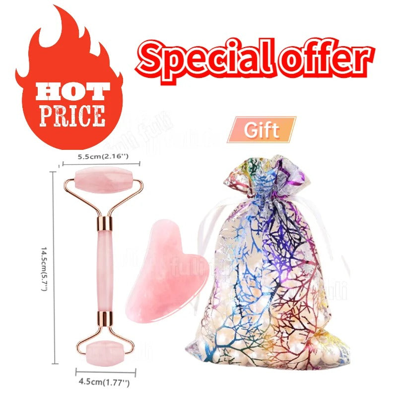 Rose Quartz Powder Crystal Jade Roller Massage