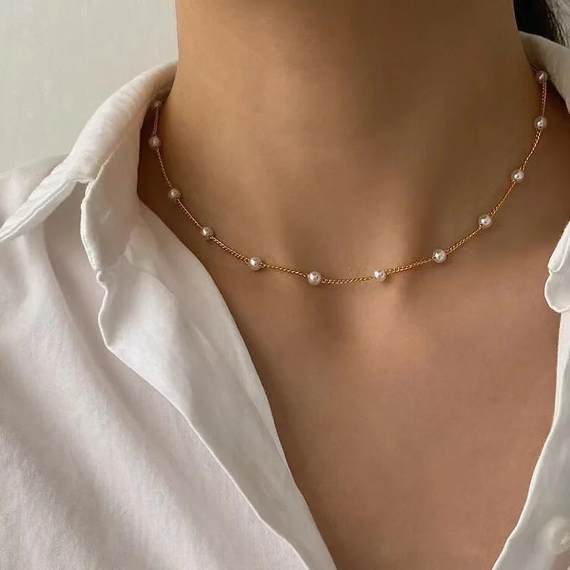FTCY 3pcs Women's Pearl Necklace Set 14K Gold