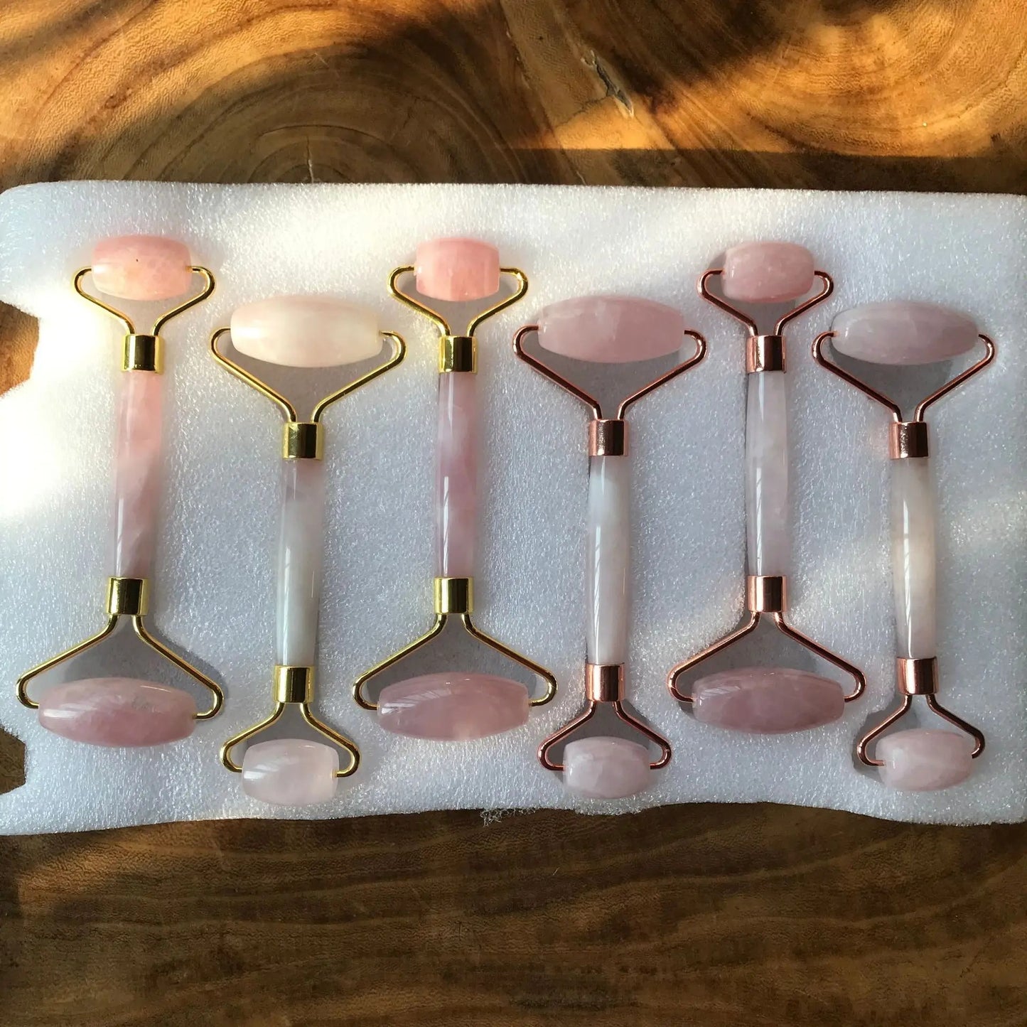 Rose Quartz Powder Crystal Jade Roller Massage