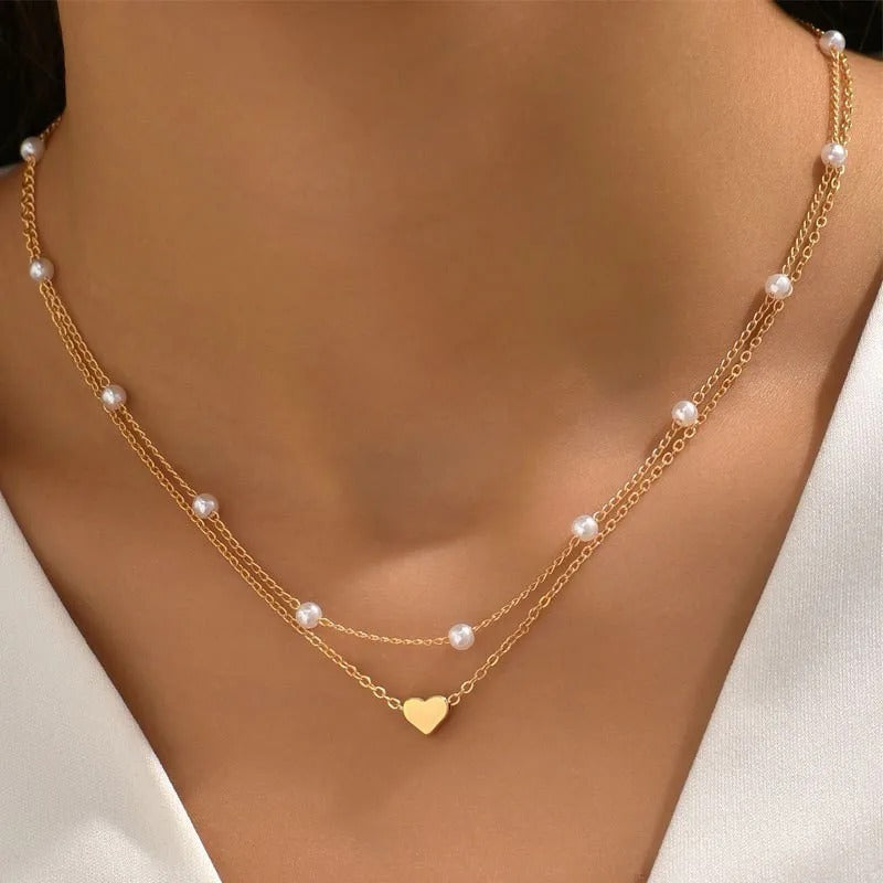 FTCY 3pcs Women's Pearl Necklace Set 14K Gold