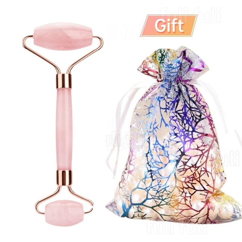 Rose Quartz Powder Crystal Jade Roller Massage